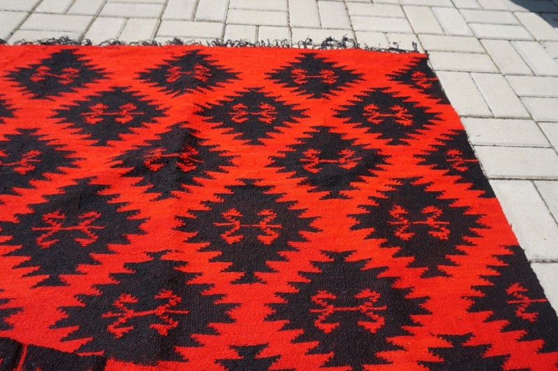 Authentic Vintage Romanian Kilim Rug | Handwoven Wool Folk Carpet | Transylvania gallery