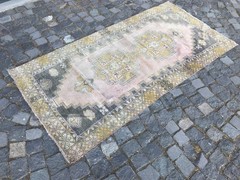 Bohemian Area Rug Handmade Wool Rug Turkish Vintage Traditional Rug 3,2 x 6,5 ft