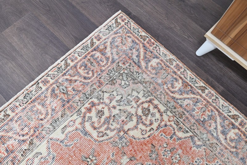 Oushak Turkish Vintage Rug 4x7 Kilim Rug Anatolian Handmade Boho Decor RED gallery