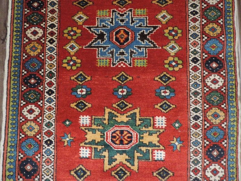 3x10ft. Vintage Caucasian Leski Star Wool Runner gallery