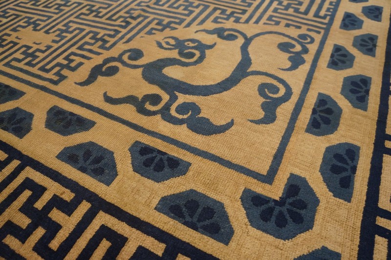 13x17 Antique Large Peking Chinese Geometric Knotted Dragon Rug gallery