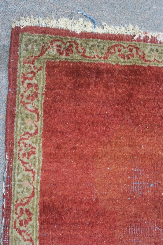 Vintage Red Kurdish Malayer Plain Border Small Rug Hand Knotted Wool 1.5' x 3' gallery