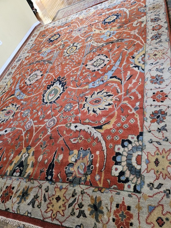 9 x 12 VINTAGE DESIGN INDO USHAK HERIZ SERAPI KAZAK TURKISH CAUCASIAN ANTIQUE gallery