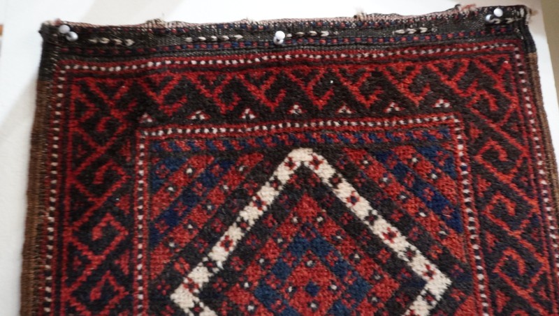 Antique Baluchh Bagface Hand Knotted 100% Wool Veg. Dyes Tribal Rug 1'4" x 2'3" gallery