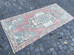 Turkish Vintage Rug Handmade Wool Rug Bohemian Runner Rug Home Rug 3,5 x 7,5 ft