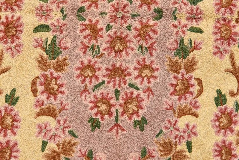 Victorian Floral Oval Medallion Turkish 2' 11" x 4' 11" Yellow Hand Knotted Rug gallery
