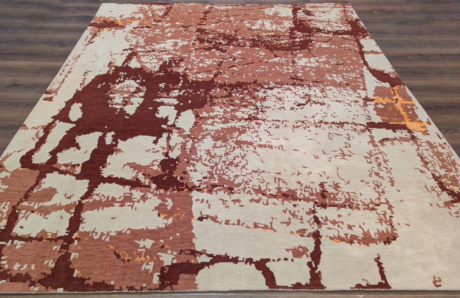 Modern Tibetan Rug 7x8, Abstract, Hand Knotted, Wool & Silk gallery