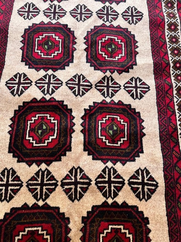 3'3 x 6'3 Vintage Geometric All Over Design Hand Knotted Oriental Wool Area Rug gallery