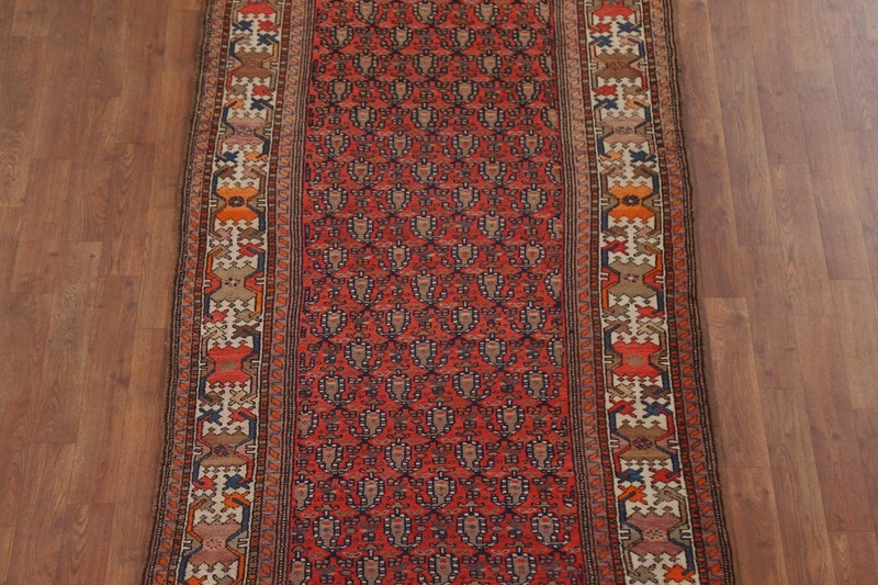 Pre-1900 Vegetable Dye Traditional Hand-made Long Runner Antique Rug 4x17 Carpet gallery