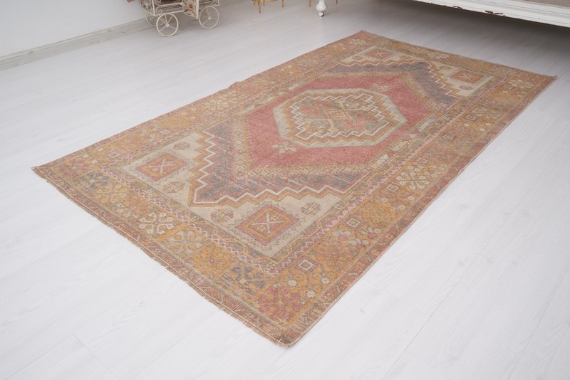 Antique Turkish Rug 4x6, Oversize Vintage Oushak Wool Carpet,Faded Smal Rug,17 gallery