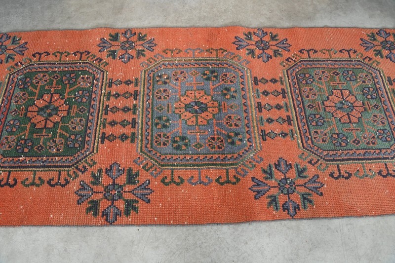 3x11 turkish area runner rug, hand-knotted vintage oushak rug, boho decor, 06 gallery