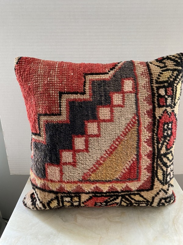 Vintage Tribal Kilim Pillow Cover With Cotton Zippered Backing gallery