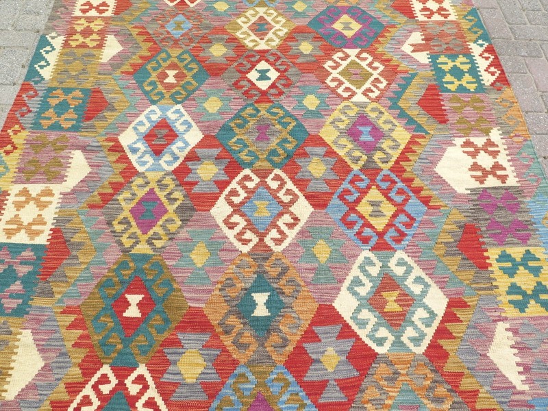 Oriental Rug, Area Rugs, Wool Boho Rug, Turkish Kilim, Handmade Rug 70"x95" gallery