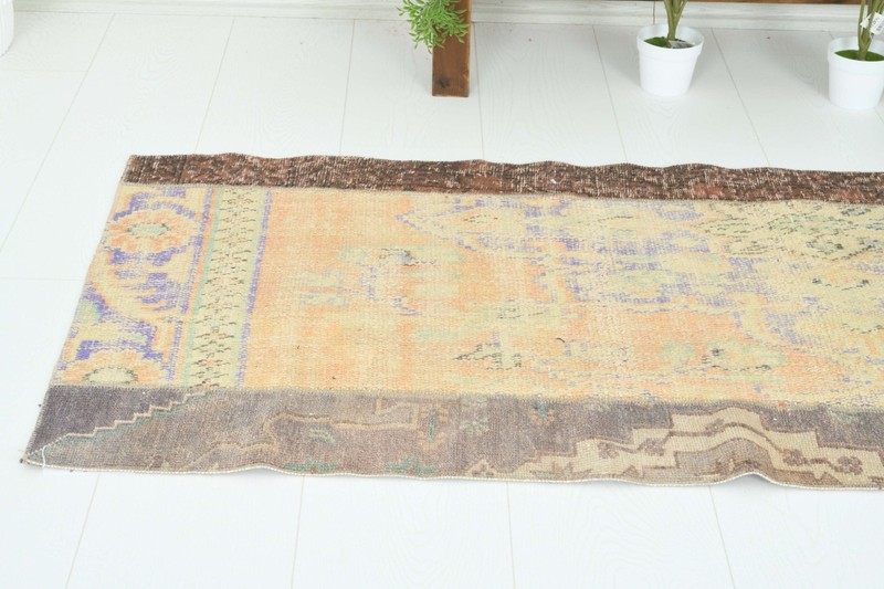 Faded Turkish Runner Rug 2x5 Hand-Knotted Vintage Oushak Oriental Rug Carpet,722 gallery