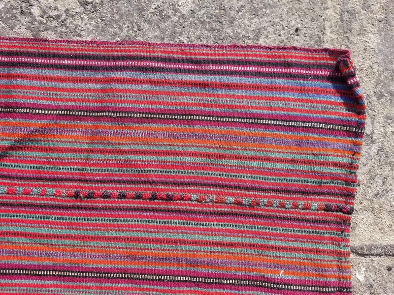 Vintage Traditional Handmade Striped Oriental Multicolor Kilim 87x87 inches gallery