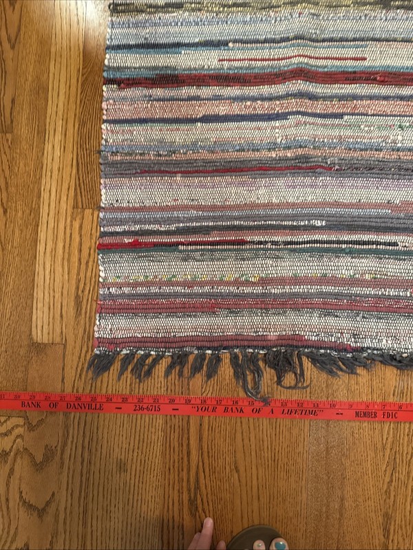 Vintage 1940’s Hand Made Rag Rug Runner 24.4” X 55” gallery