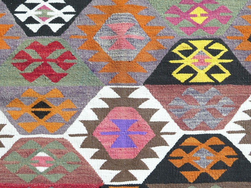 AreaRug, Vintage Turkish Denizli Kilim, Large Rug, Kelim Teppich Carpet 69"x122" gallery