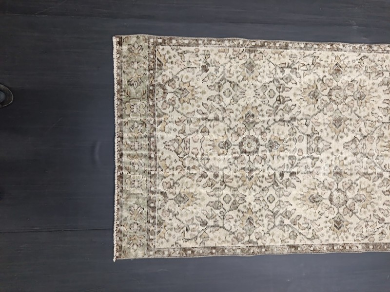 Beige Turkish Vintage Runner, 2.9x6.7ft, Antique Beige Brown Handmade Runner, gallery