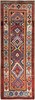Antique Caucasian Moghan Rug 3'5"×9'5" Multi Geometric, Ivory Border, Circa 1890 gallery