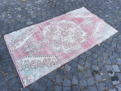 Bohemian Area Rug Handmade Wool Rug Turkish Vintage Traditional Rug 3,3 x 6,3 ft