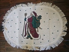 NOS Vintage Christmas Non Slip Oval Santa Claus Throw Rug Made In USA