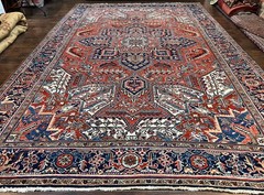 Wonderful Heriz Rug 11×16 Antique 1920s Carpet Handmade Oversized Geometric Wow