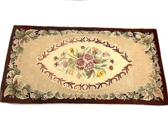 Old 1950s Hooked Rug Signed, Dated