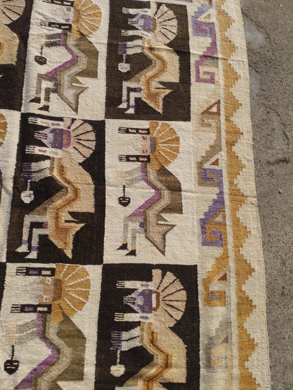Vintage Handmade Peruvian Traditional Wool Rug Carpet 220x166 cm gallery
