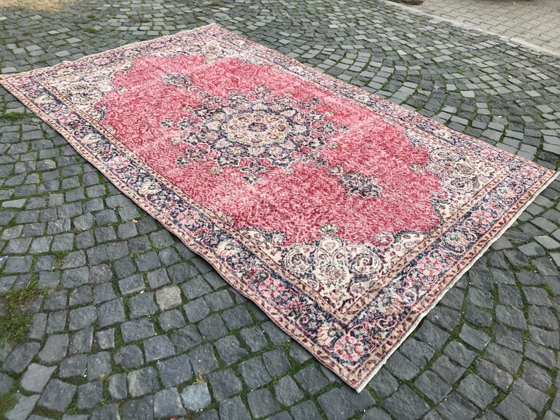 Turkish Vintage Rug, Handmade Wool Rug, Bohemian Large Rug, 6,4 x 7,5 ft gallery