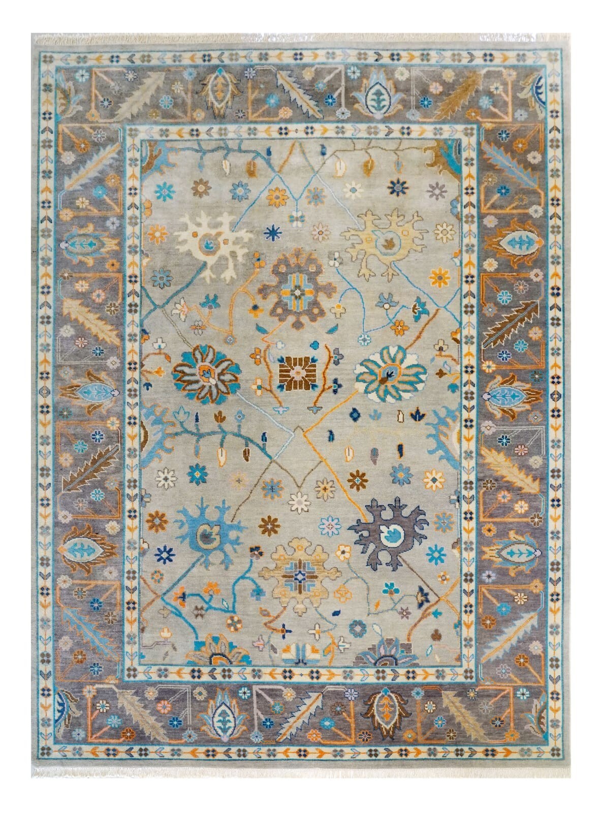 10'X14' Handmade Grey Traditional Oushak Oriental Area Rug | Hand-Knotted gallery