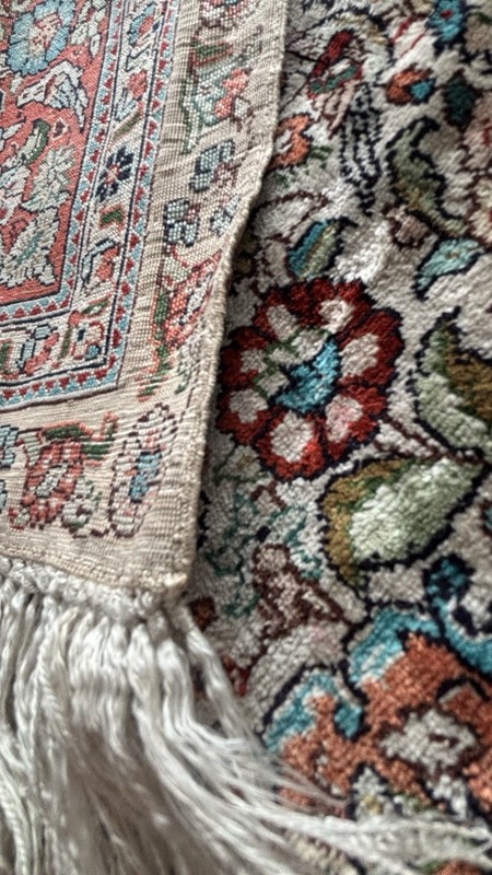 30” X 48” Antique BIRDS AND FLORAL Fine Handmade India Oriental Kashmir Silk Rug gallery