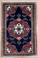 Vintage Ardebil Oriental Tribal Geometric Hand Knotted Wool Rug 2×4 Navy Blue
