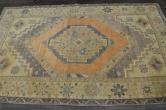 Oushak 3×6,Turkish Rug,vintage,anatolian,BEIGE,kilim,Bohemian,handmade,wool