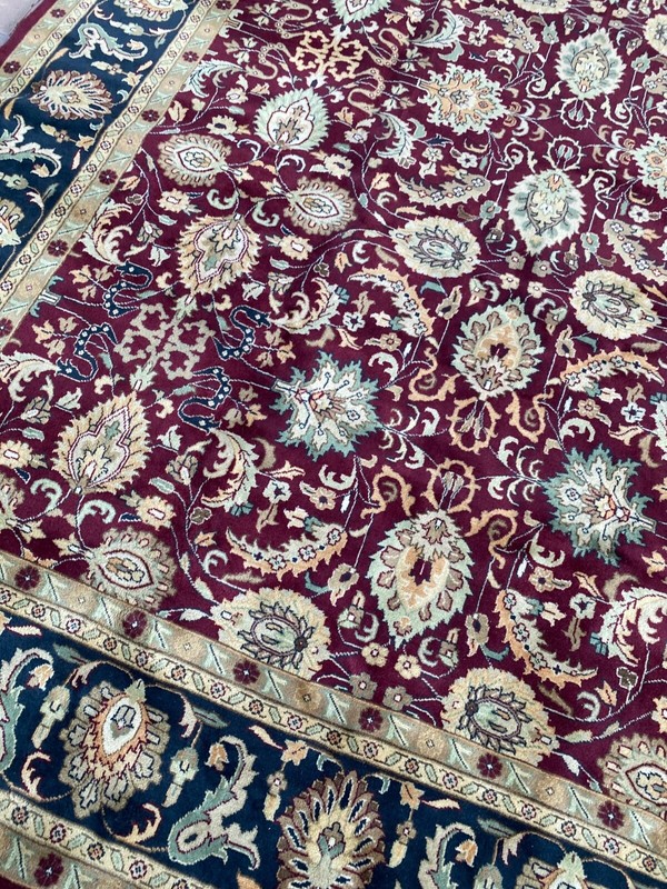 Stunning New Fine Floral Oriental Rug Handmade in India, Magenta and Teal, 9x12 gallery