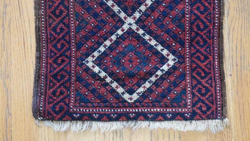 Antique Baluchh Bagface Hand Knotted 100% Wool Veg. Dyes Tribal Rug 1'4" x 2'3" gallery