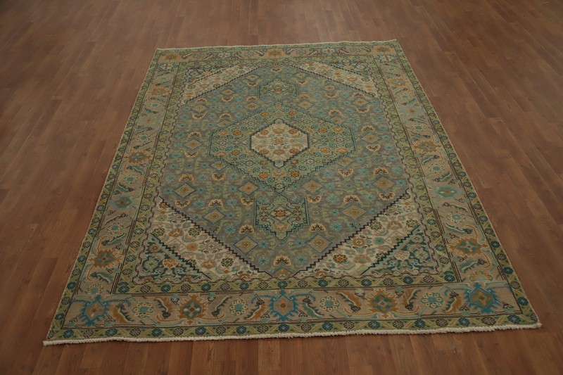 Gray/ Green Over-Dyed Handmade Room Size Area Rug 6x9 Vintage Traditional Carpet gallery