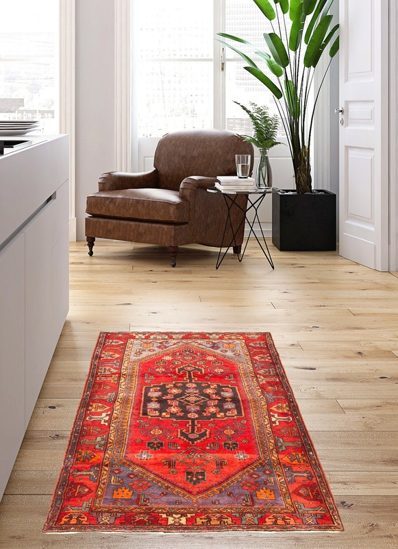 Vintage Hand-Knotted Area Rug 4'6" x 8'1" Traditional Oriental Wool Carpet gallery
