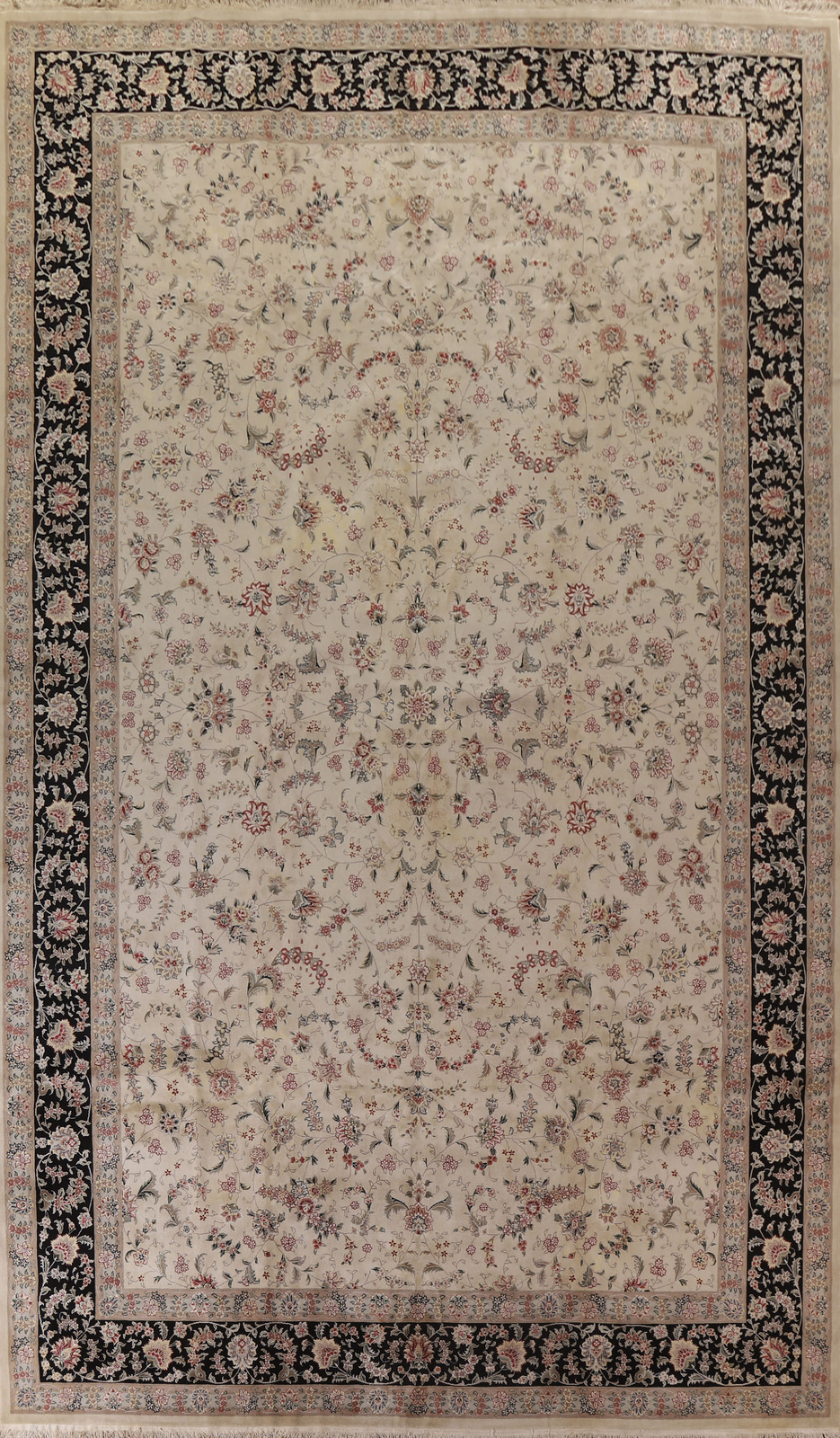 All-Over Floral Aubusson Hand-knotted Palace Size Area Rug Living Room Rug 12x19 gallery