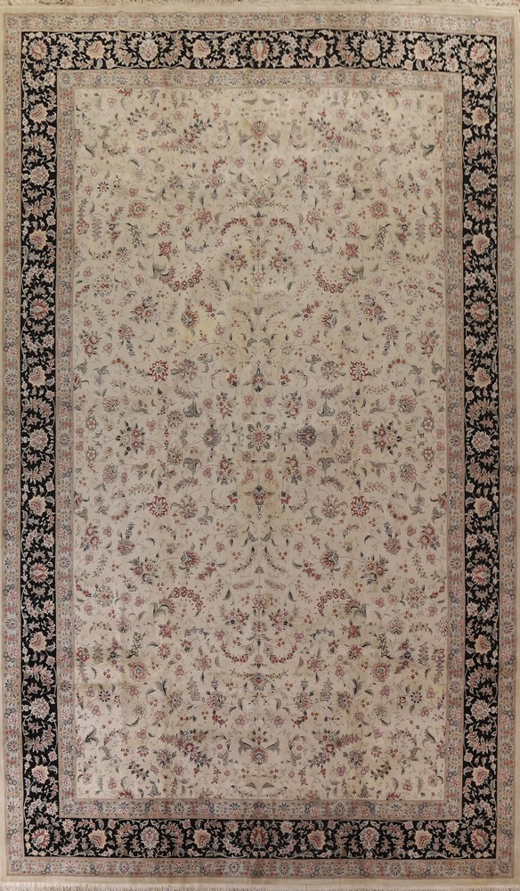 All-Over Floral Aubusson Hand-knotted Palace Size Area Rug Living Room Rug 12x19