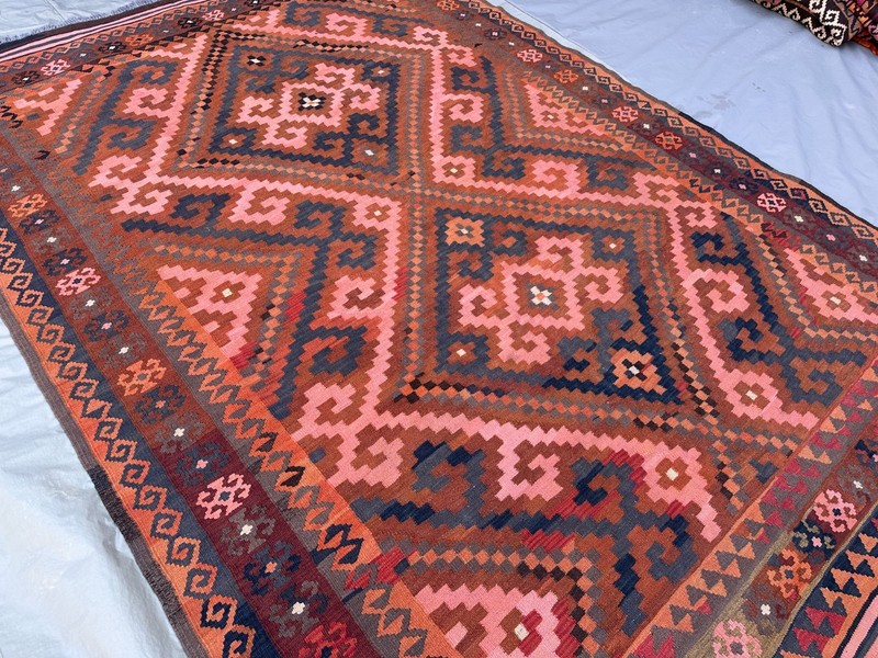 Terracotta Pink Faded Kilim Rug 6'5x9'7 Vintage Turkish Tribal Boho Flatweave gallery