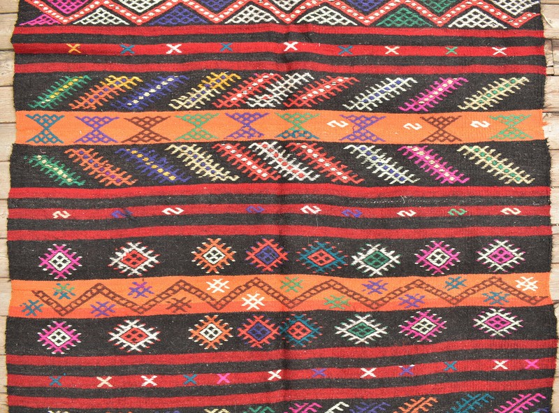 Kilim Old Rug 49''x143'' Handwoven Tribal Adana Kilim 4x11 Primitive Tent Rug gallery