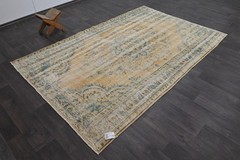 Oushak Turkish Vintage Rug 5×8 Kilim Rug Anatolian Handmade Boho Decor ORANGE
