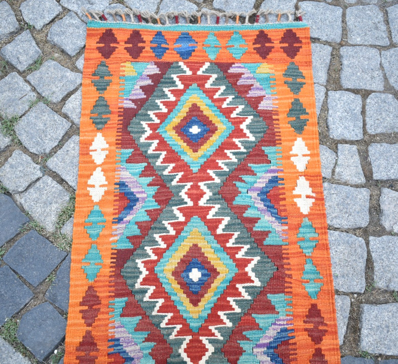 Afghan Rug 22'' x 61'' Home Decor Kitchen Runner Rug Flat Woven Wool Hallway Rug gallery