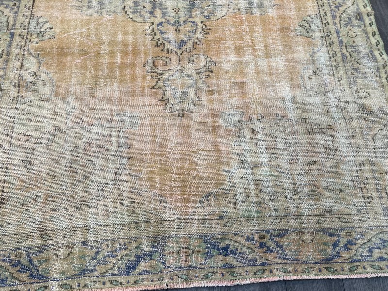 Orange Large Rug, Muted Rug, Pale Rug, Oriental Rug, Handmade Rug, 6.3 x 9 ft gallery