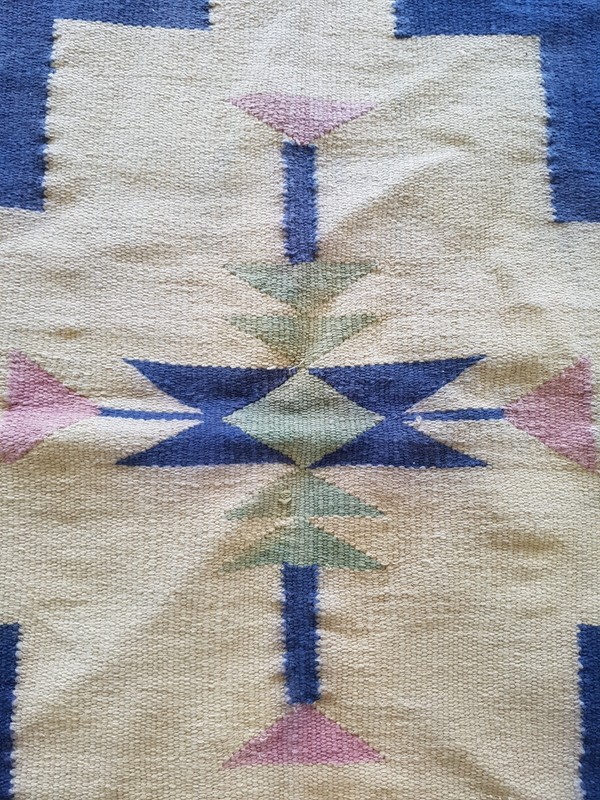 Vintage Handmade Mexican Geometric Wool Kilim Flat-weave Rug 176x113 cm gallery