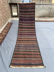 Antique Afghan Kilim Runner 2’7 x 9’9 ft – Handwoven Wool Tribal Hallway Rug