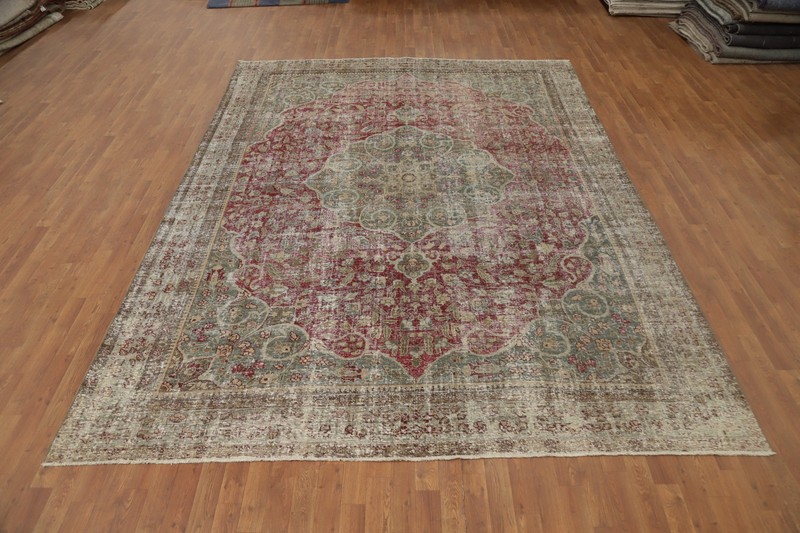 Distressed Antique Vegetable Dye Traditional Area Rug 9x12 ft Hand-knotted Wool gallery