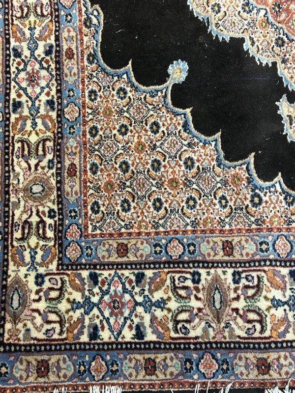 Navy Blue Floral Antique Rug 6.5 X 4.75 Ft Handmade gallery