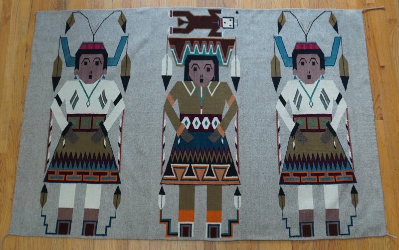 4'6" x 6'6" South West Mexican Navajo Style Wool Handmade Vintage Rug gallery