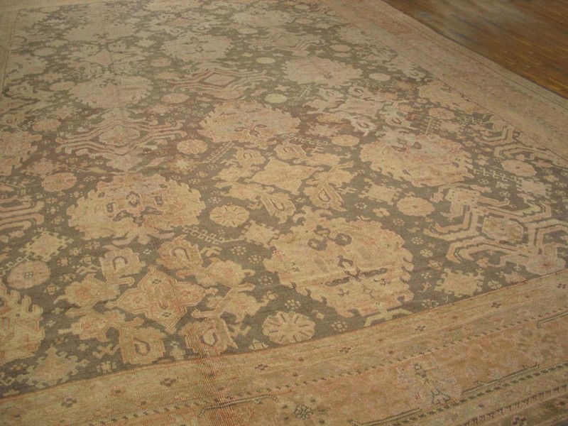 Antique Turkish Oushak Carpet 15'×21'6" Taupe & Rose Pink Allover gallery